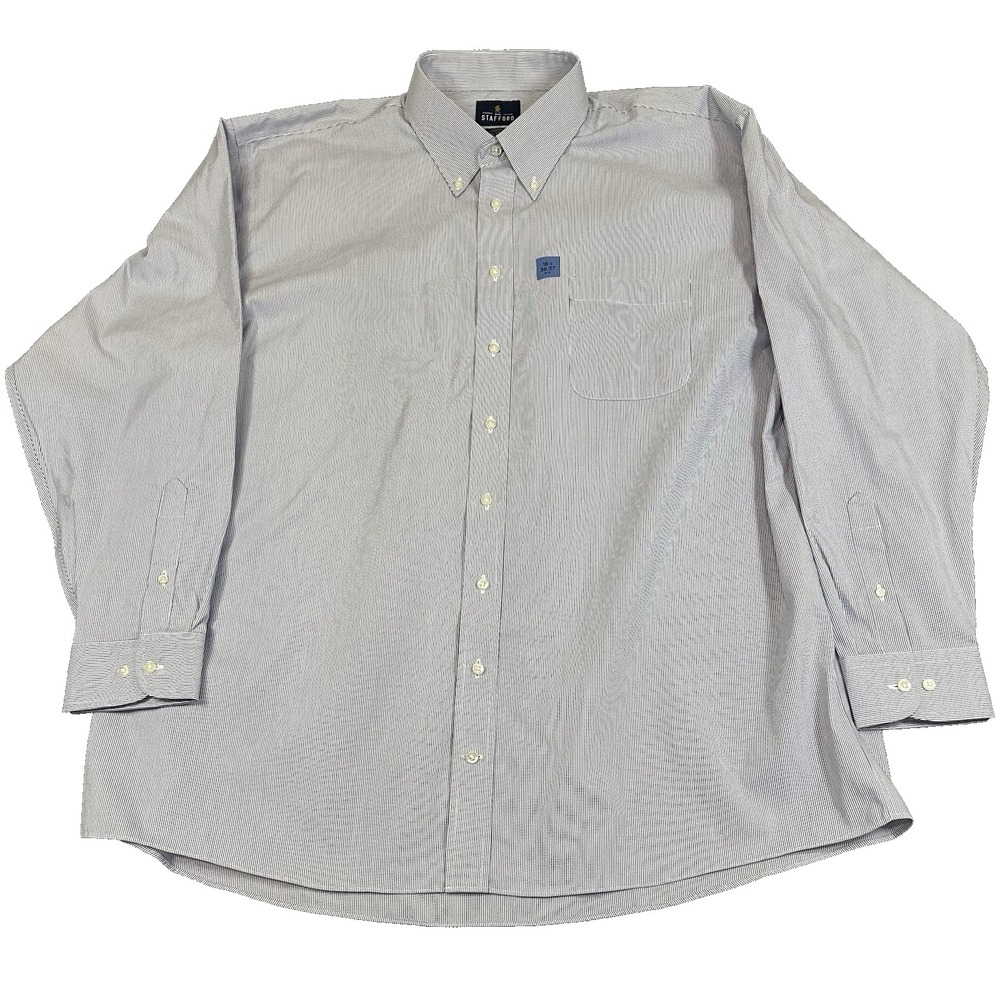 NEW Stafford Dress Shirt Size 18 1/2 36-37 Big Travel Performance Pinpoint